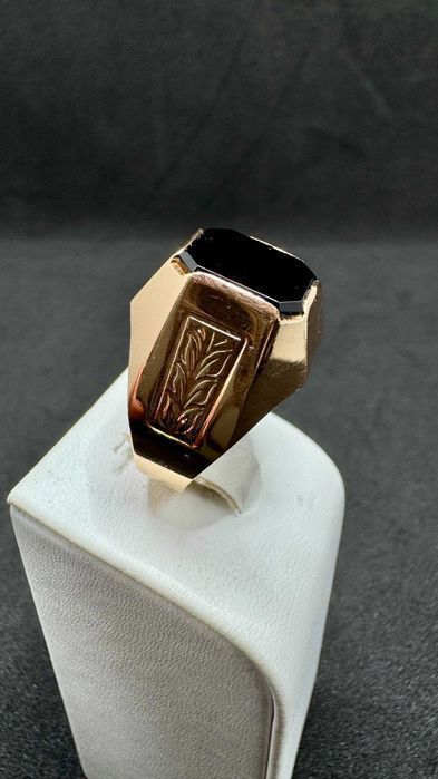 Męski złoty sygnet z czarnym kamieniem 14ct 585, 8,29g, rozmiar: 22