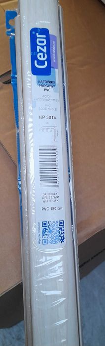 Kątownik progowy PVC Cezar KP3014,  180cm biały dąb, 9 sztuk