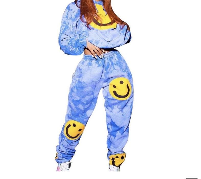 Dresy damskie dwoczesciowe L Blekitne Emotikony