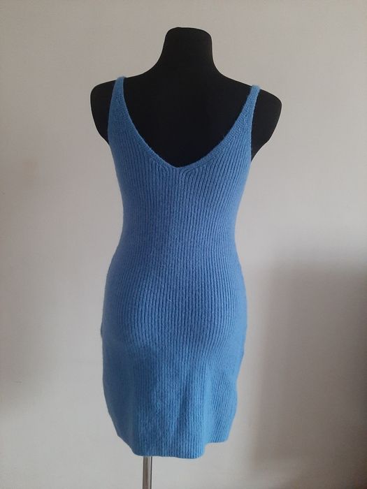 Komplet Sweter + Sukienka Szafir Prążkowana Dzianina S/M