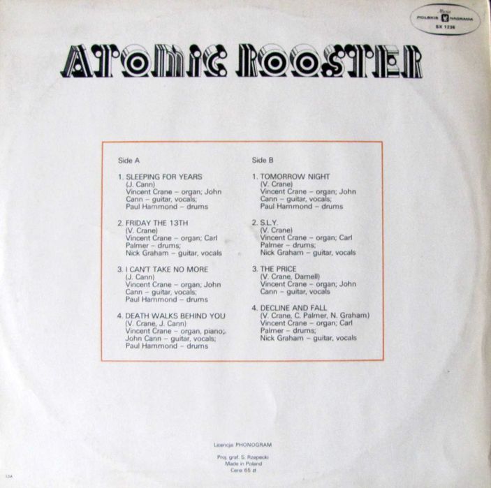 Atomic Rooster ~ vinylpłyta ~ SX 1236 ~ stan BDB