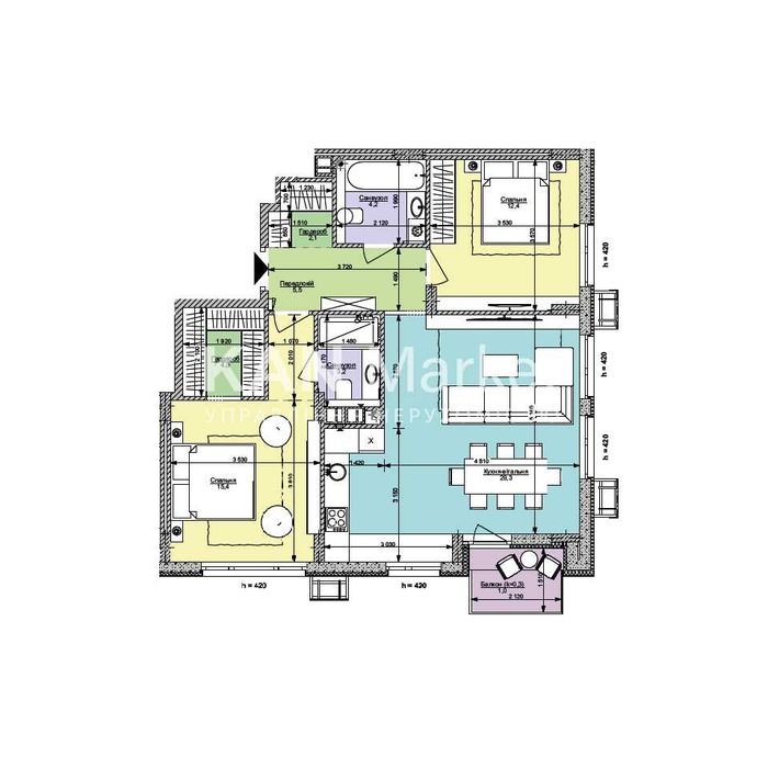 Продаж стильної 2к квартири 77,4 м² з ремонтом у Файна Таун