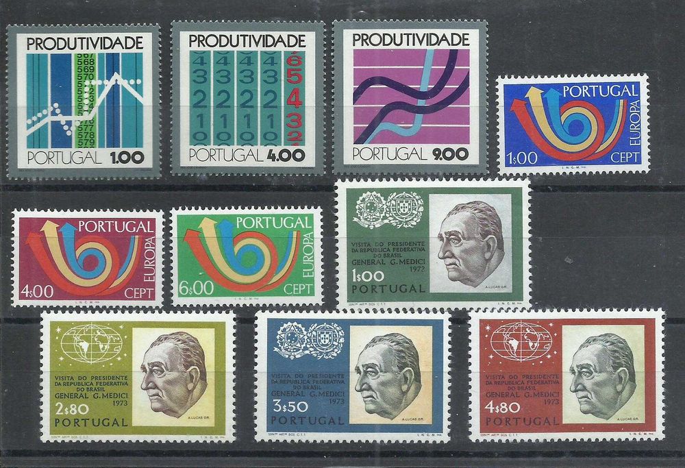 Selos portugueses – 1973, ano completo, 28 selos como novos