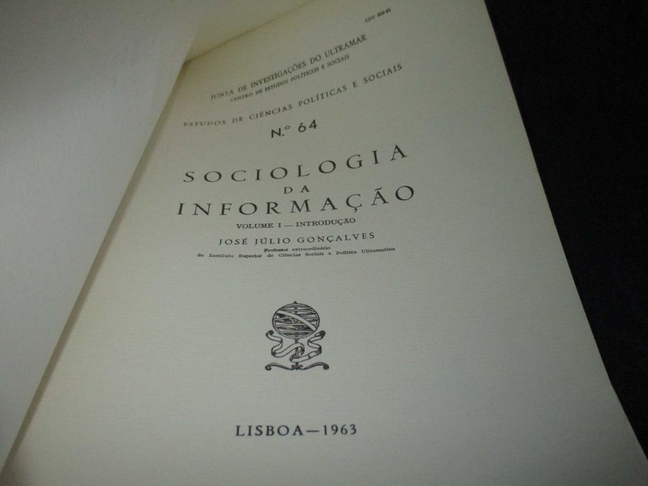 Livro Sociologia da Informação Volume I Introdução 1963