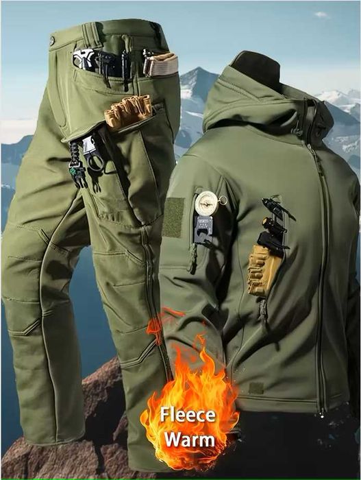 Теплий чоловічий костюм Softshell софтшелл водостійкий вітрозахисний