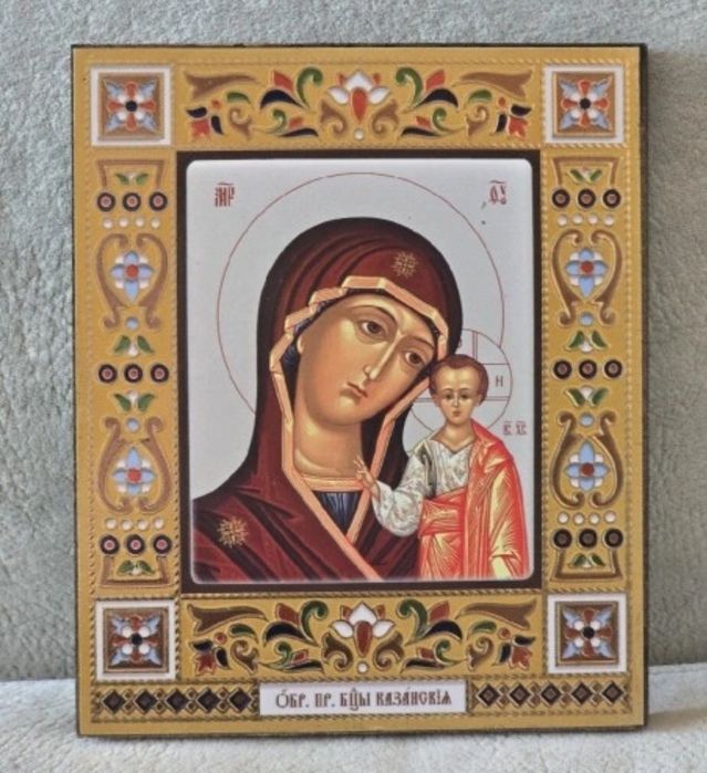Matka Boska z Dzieciątkiem Jezus KAZAŃSKA Ikona na desce.