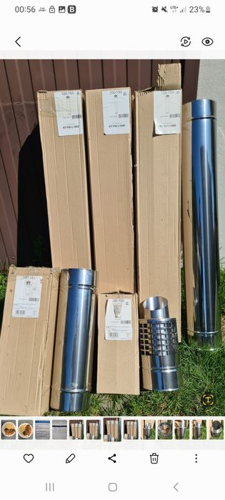 Rury nierdzewne spalinowe, koncentryczne 100x150 mm