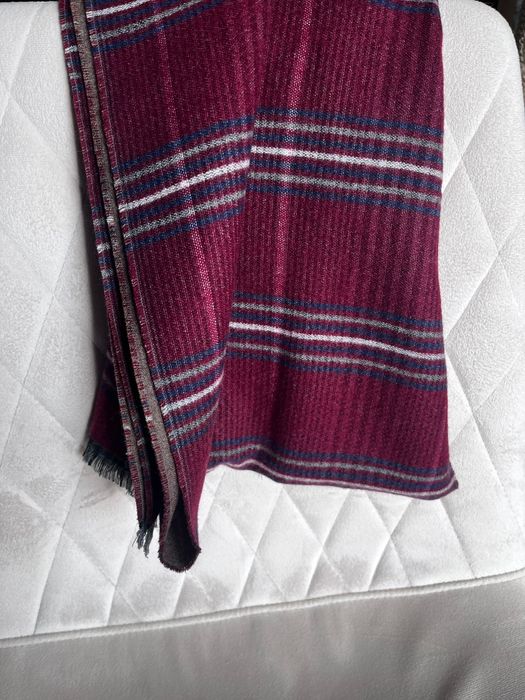 Szal szalik męski z wełny 90% bordowy krata