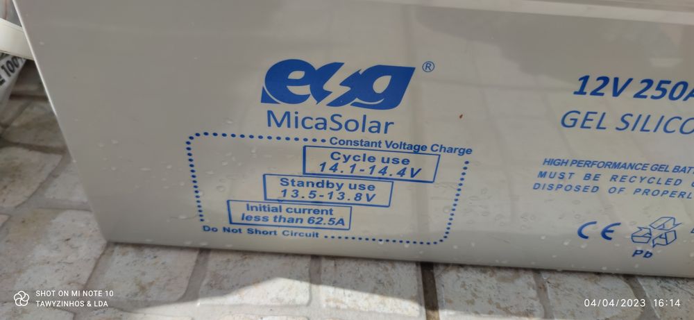 Bateria de Gel 250 Ah pC10 /Equivale a 300 Ah em C100