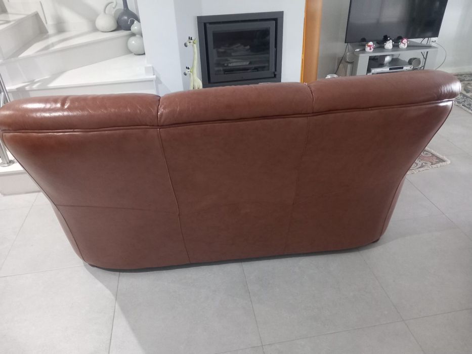 Sofas em pele (1 sofa cama e 2 cadeirões)