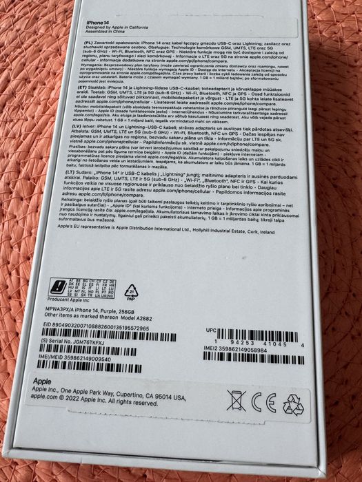Iphone 14 256gb stan idealny fiolet + 2 etui