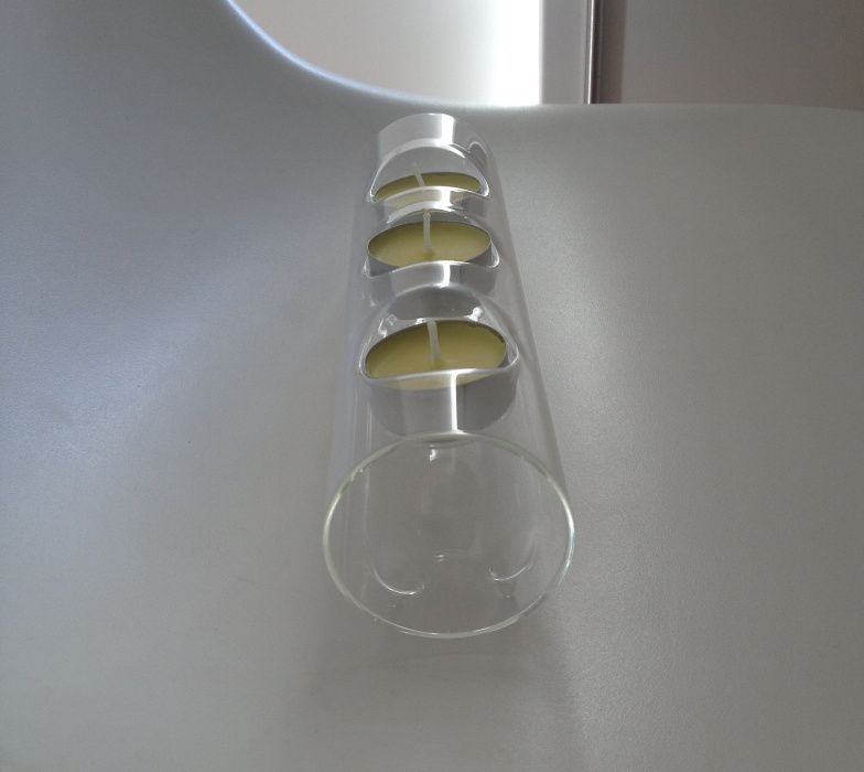 Porta 3 velas tubo transparente