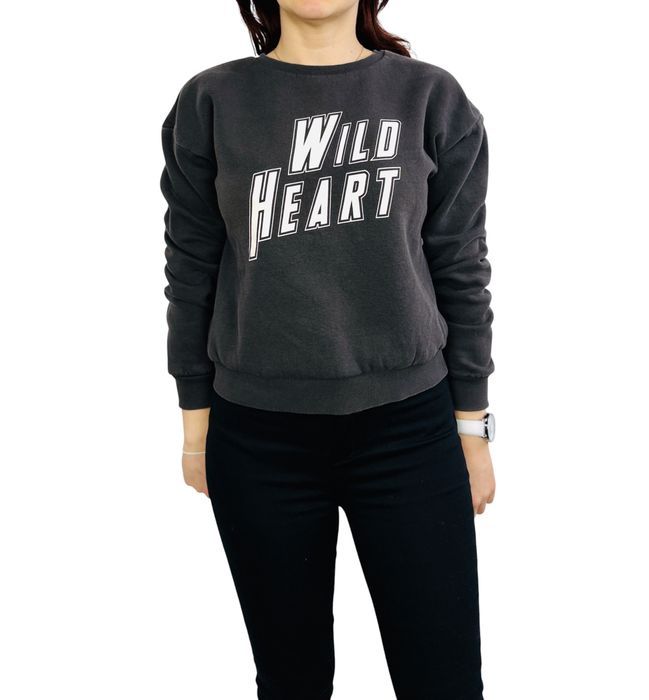 Szara bluza z kontrastowym napisem Wild Heart XS 34