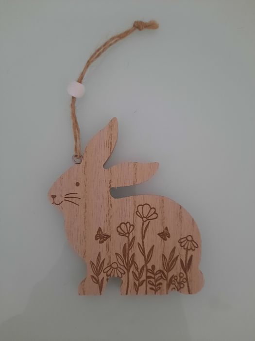 Zajączek drewniany - zając wielkanocny - figurka wiosenna