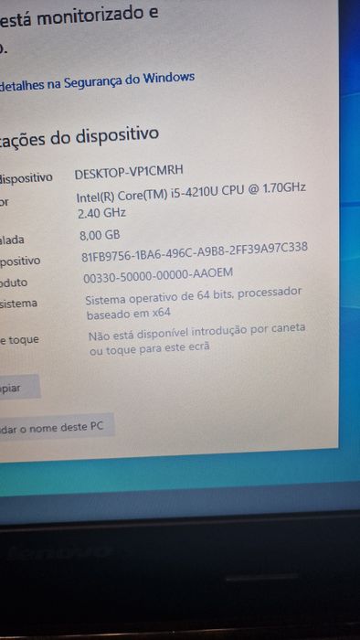 Computador portátil Lenovo i5 4210 - 8gb memória- Disco SSD 256