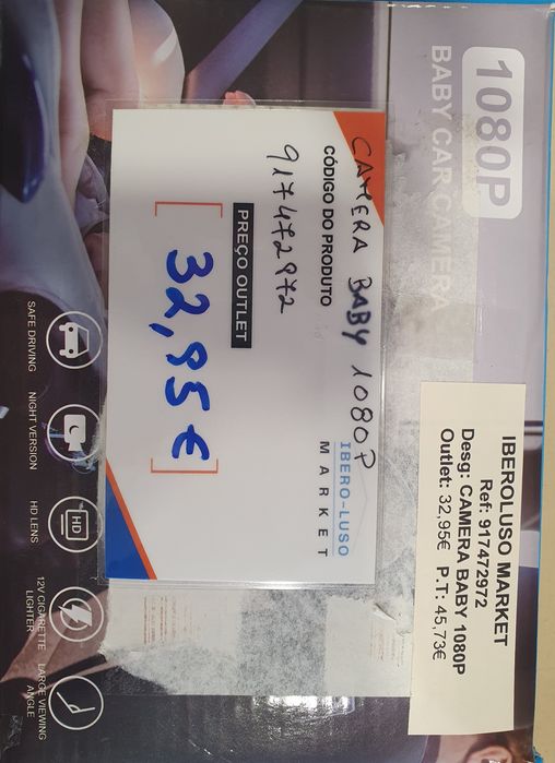 Câmera de vigilância para bebés de carro 1080P