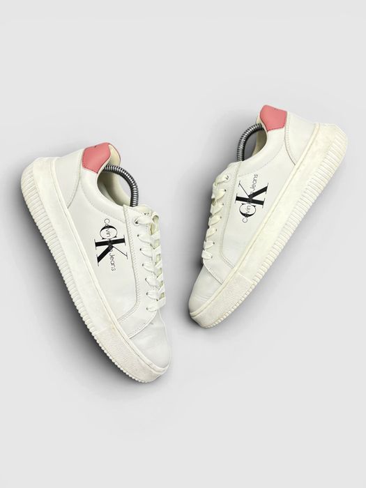 Buty Sportowe Calvin Klein Jeans Chunky Cupsole Monologo Biały Różowy Rozmiar 38
