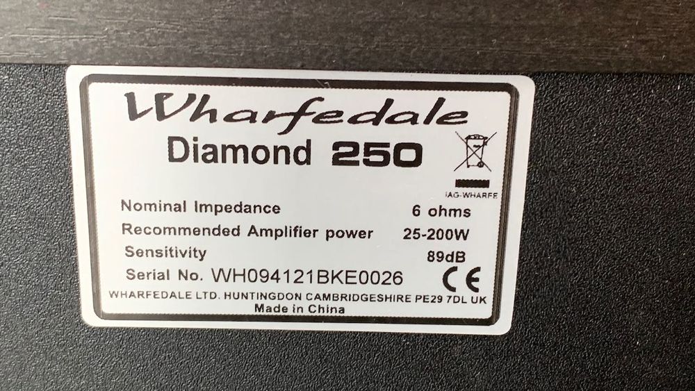 Wharfedale Diamond 250 kolumny podłogowe audiofilskie czarne 200W Hi-E