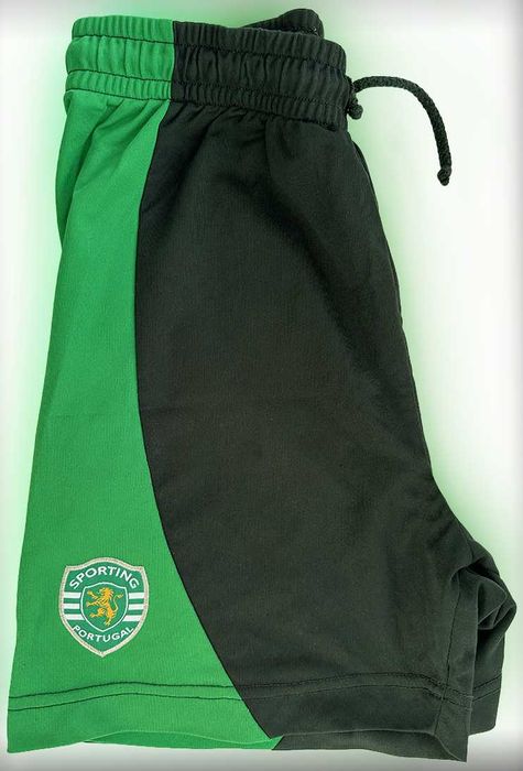 Calção de Criança Sporting Preto/Verde, Novo