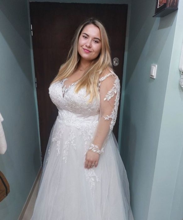 Piękna biała suknia ślubna księżniczka 46-48 plus size jak nowa