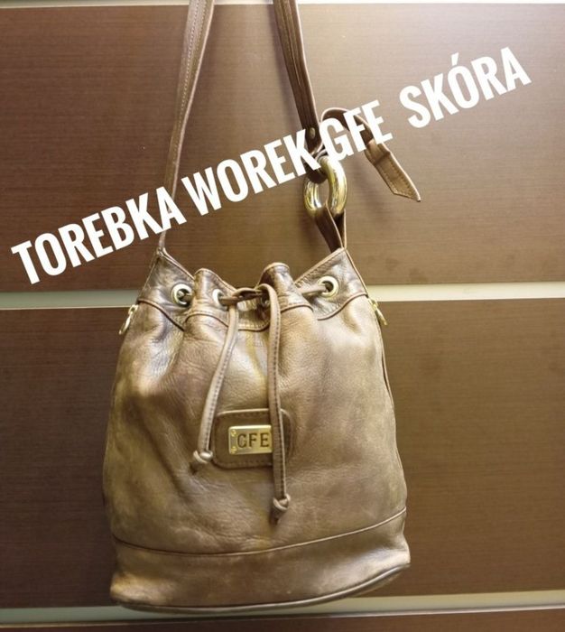 Brązowa torebka worek Bug skóra