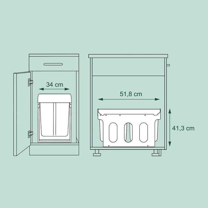 Relaxdays Czarny wysuwany kosz segregacyjny 40 cm – 20L + 2×10L