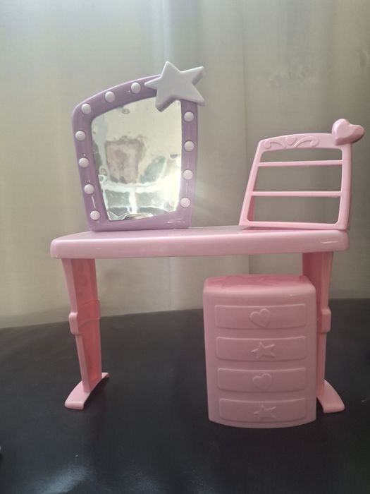 Penteadeira Infantil Rosa com Espelho e Cadeira