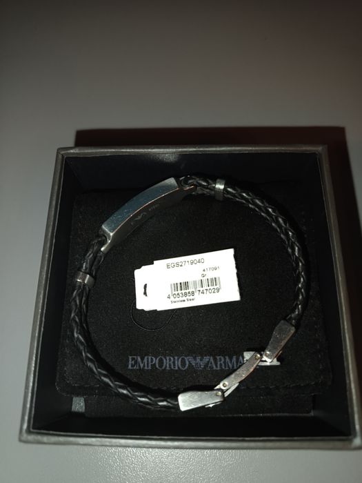 Bransoletka męska Emporio Armani Skóra + Stal Szlachetna