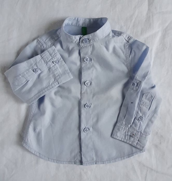Benetton- błękitna koszula dł.rękaw dla chłopca r.74cm