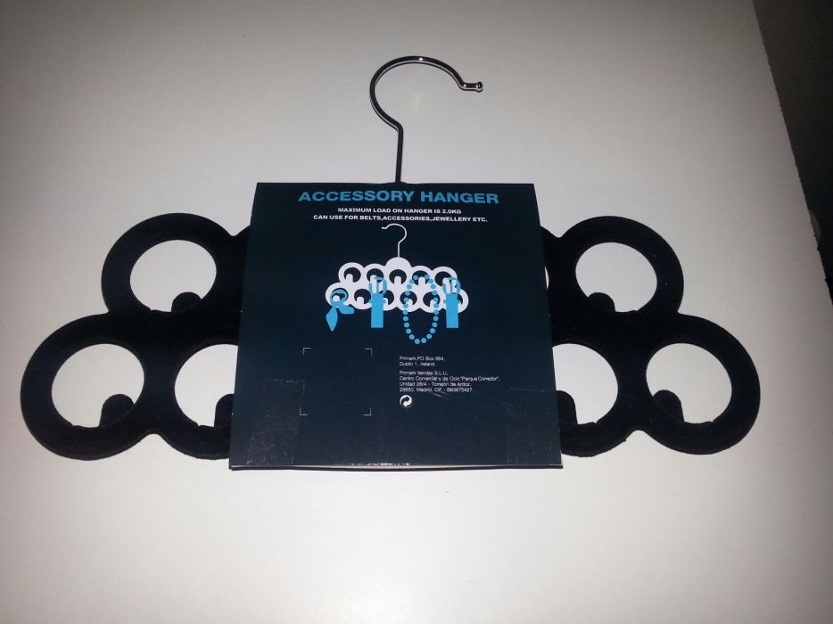 Organizador/suporte pendente de acessórios em veludo preto NOVO