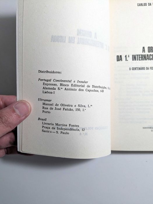 "A Origem da 1.ª Internacional em Lisboa" (Carlos da Fonseca)