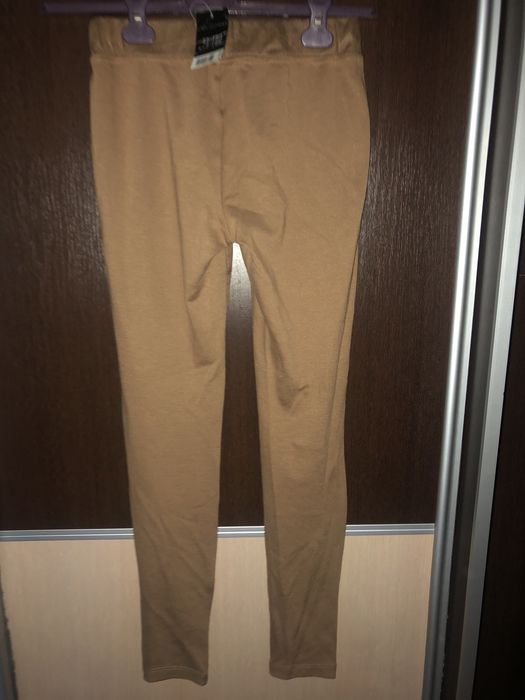Legginsy z materiału imitującego zamsz brązowe Esmara S 36/38