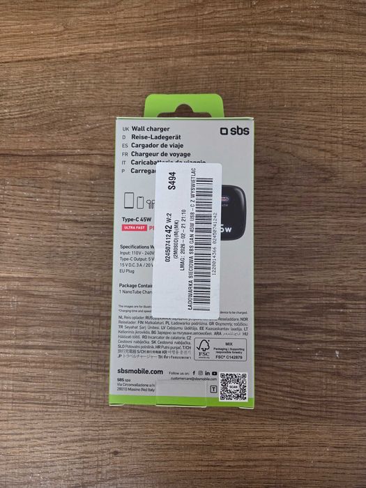 Ładowarka SBS 45W USB-C z wyświetlaczem