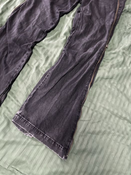 zara zip flared black pants jeans XL