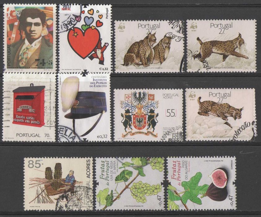 Filatelia - lote de selos usados de Portugal