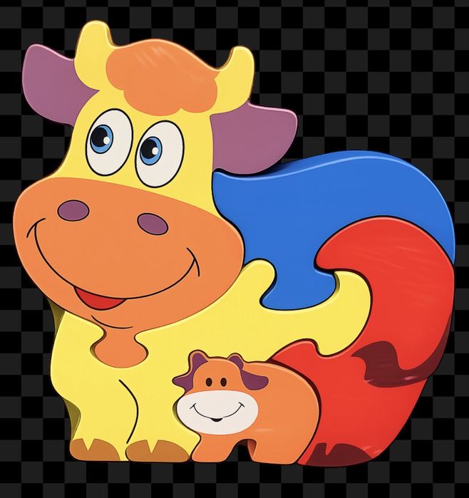 Puzzle drewniane 5 elem. Krówka