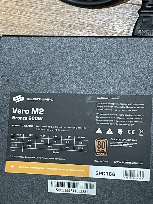 Zasilacz Modularny SilentiumPC Vero m2 600W z certyfikatem bronze