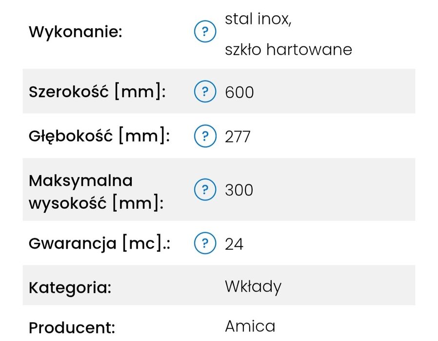 Okap kuchenny Amica
