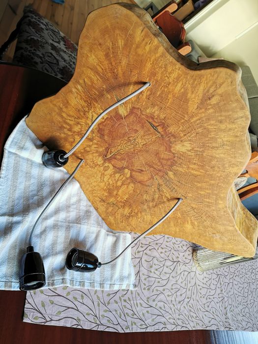 Żyrandol lampa plaster drewna