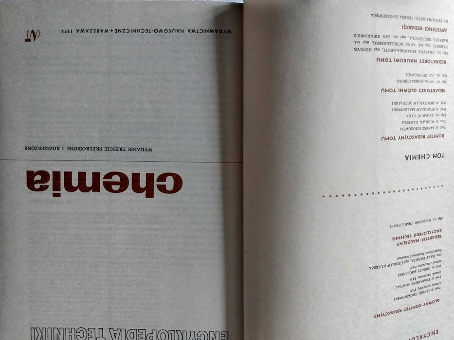 Encyklopedia Techniki. Chemia
Praca zbiorowa pod red.
H.Chmielewskiego