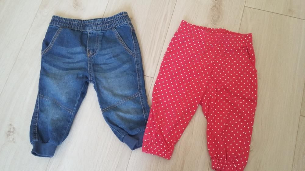 spodnie jeansy jeans uniseks materiałowe w kropki 74