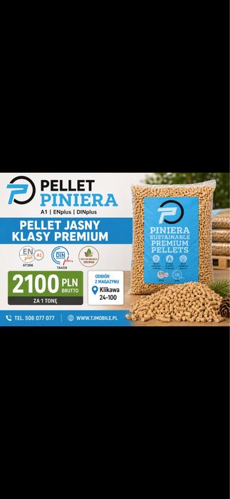 Pellet drzewny Piniera A1 ENplus DINplus  1 tona odbior osobisty