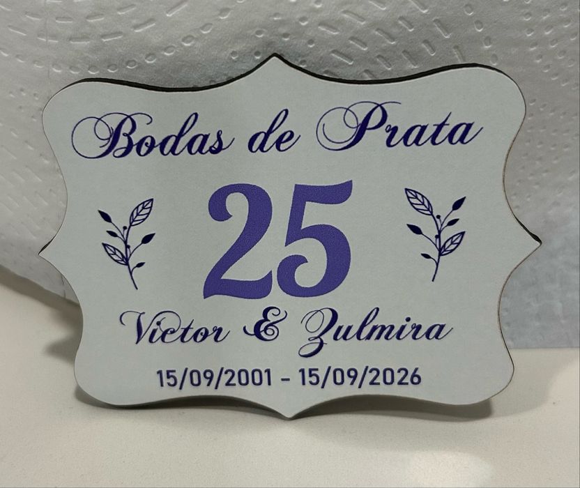 Lembranças bodas prata em íman