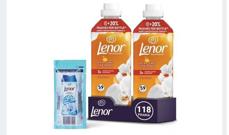Zestaw Lenor płyn do płukania Orchid & Vanilla 118 prań 2x1,25L+GRATIS