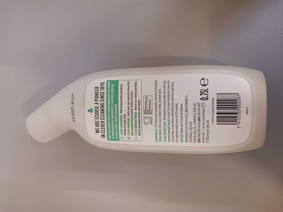 Limpador de Sanita Ecover 750 ml – Pinho e Menta (individual ou pack)