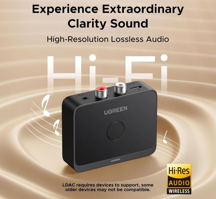 Ugreen Bluetooth receiver BT505, новий запакований, кодак LDAC/ Bluetooth	6.0