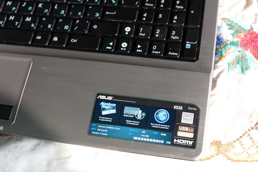 Ноутбук Asus K53S 15,6 Intel i3-2350М 8 RAM,SSD+ HDD,Windows 10