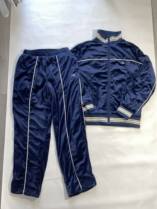 Костюм Corteiz (оксамитовий, темно-синій) бархатний