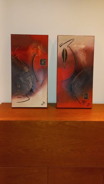 Quadros Telas  pintura com relevo 69x30