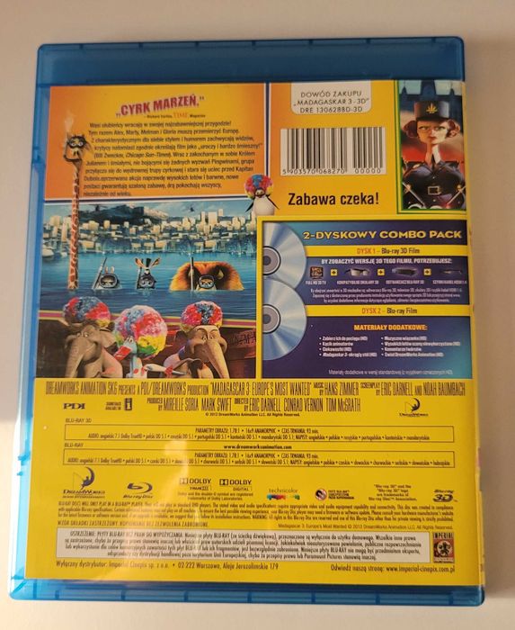 Madagaskar 3 2D + 3D Blu-ray PL
